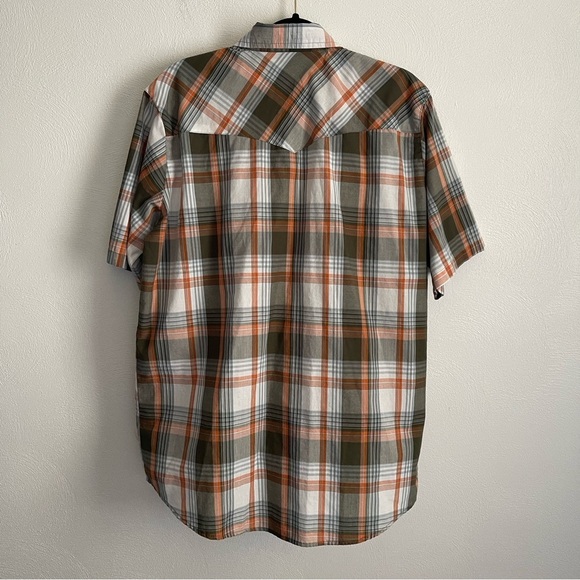 Work 'N Sport men’s short sleeve Pearl snap button up shirt size large plaid - Picture 2 of 8